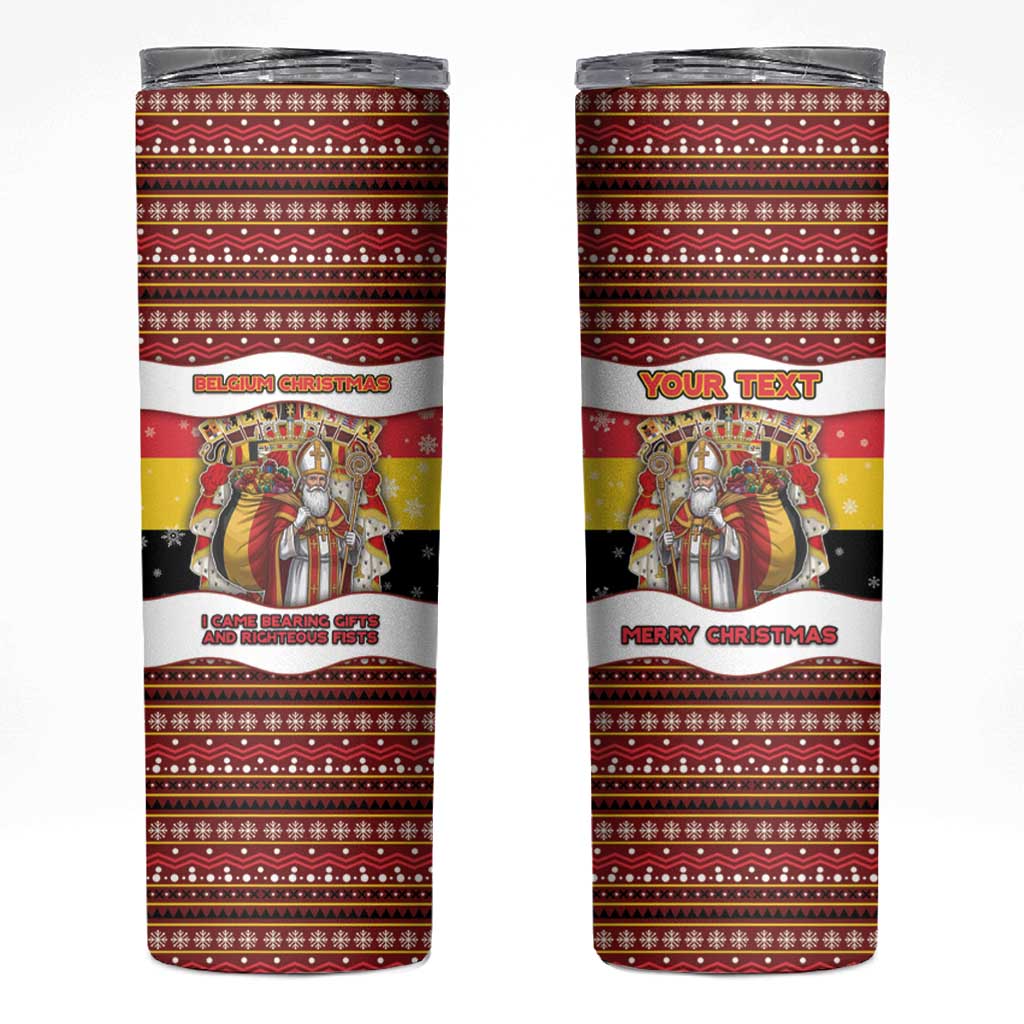 Personalized Belgium Skinny Tumbler Saint Nicholas With Patterns Xmas - Wonder Print Shop