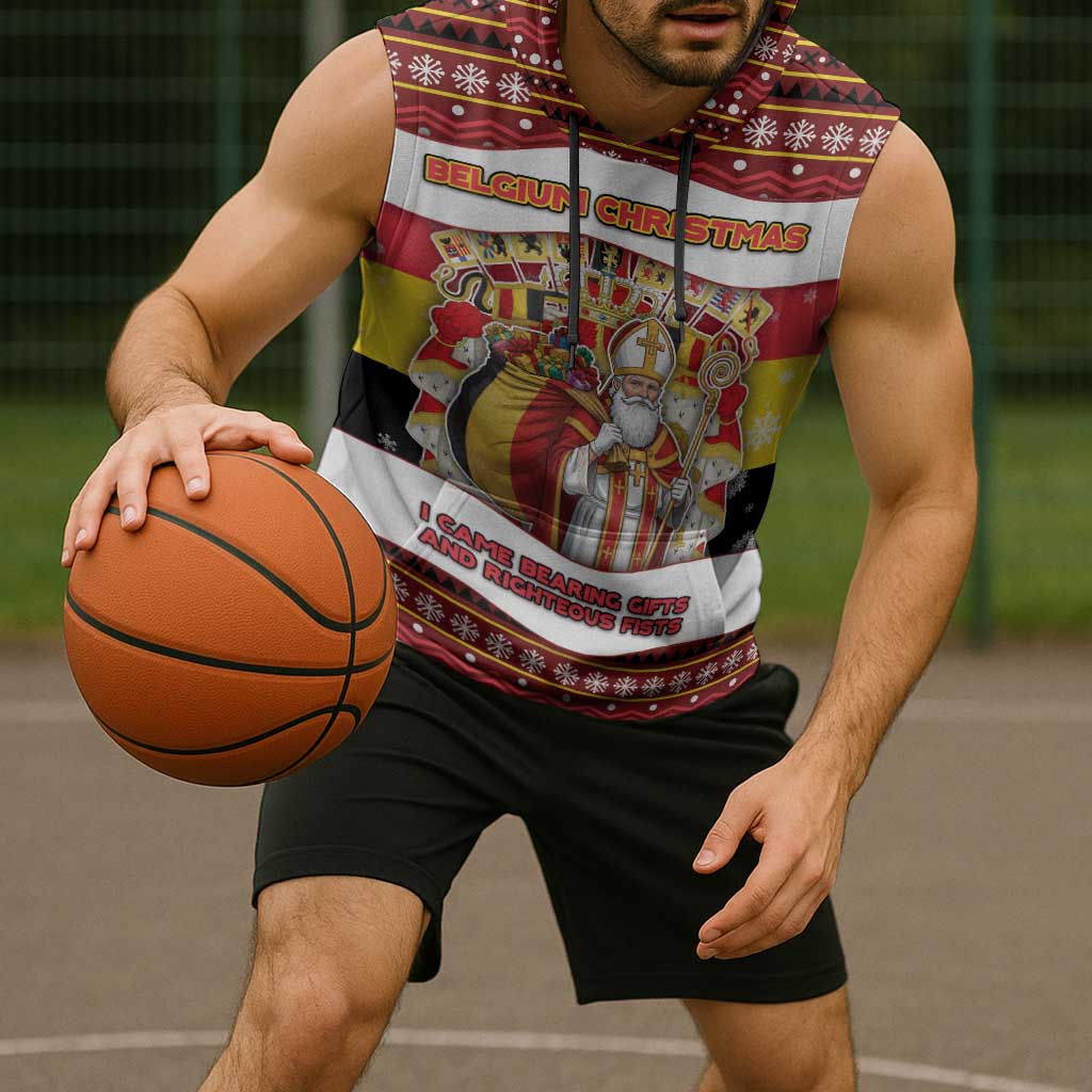 Personalized Belgium Sleeveless Hoodie Saint Nicholas With Patterns Xmas - Wonder Print Shop