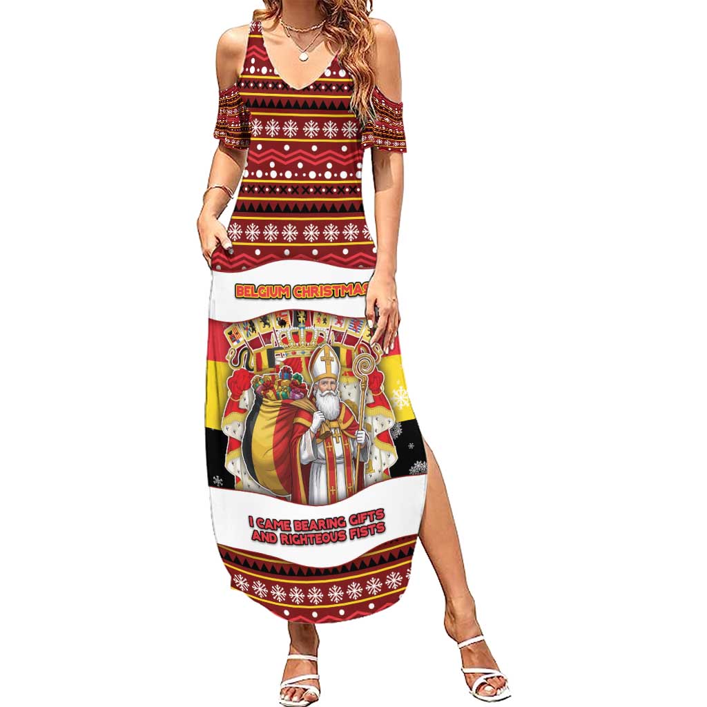 Personalized Belgium Summer Maxi Dress Saint Nicholas With Patterns Xmas - Wonder Print Shop