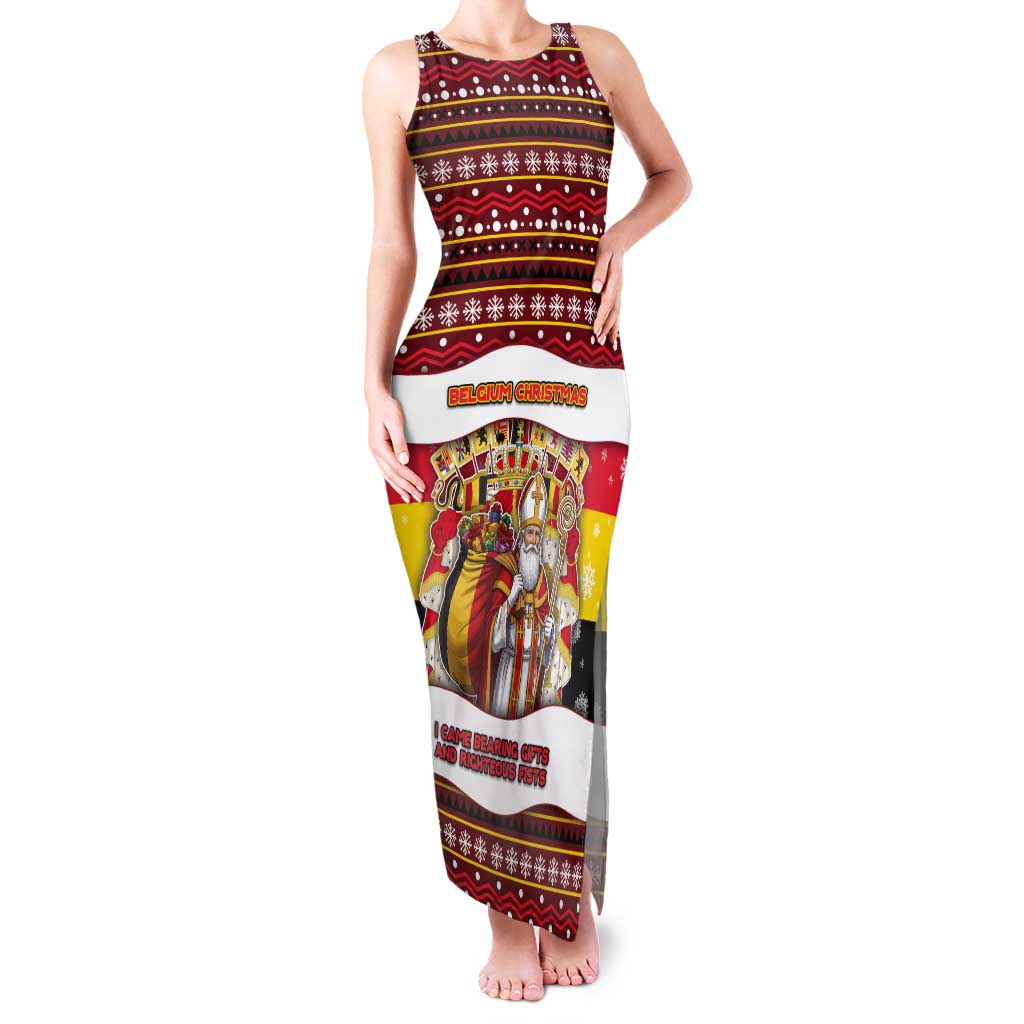 Personalized Belgium Tank Maxi Dress Saint Nicholas With Patterns Xmas - Wonder Print Shop