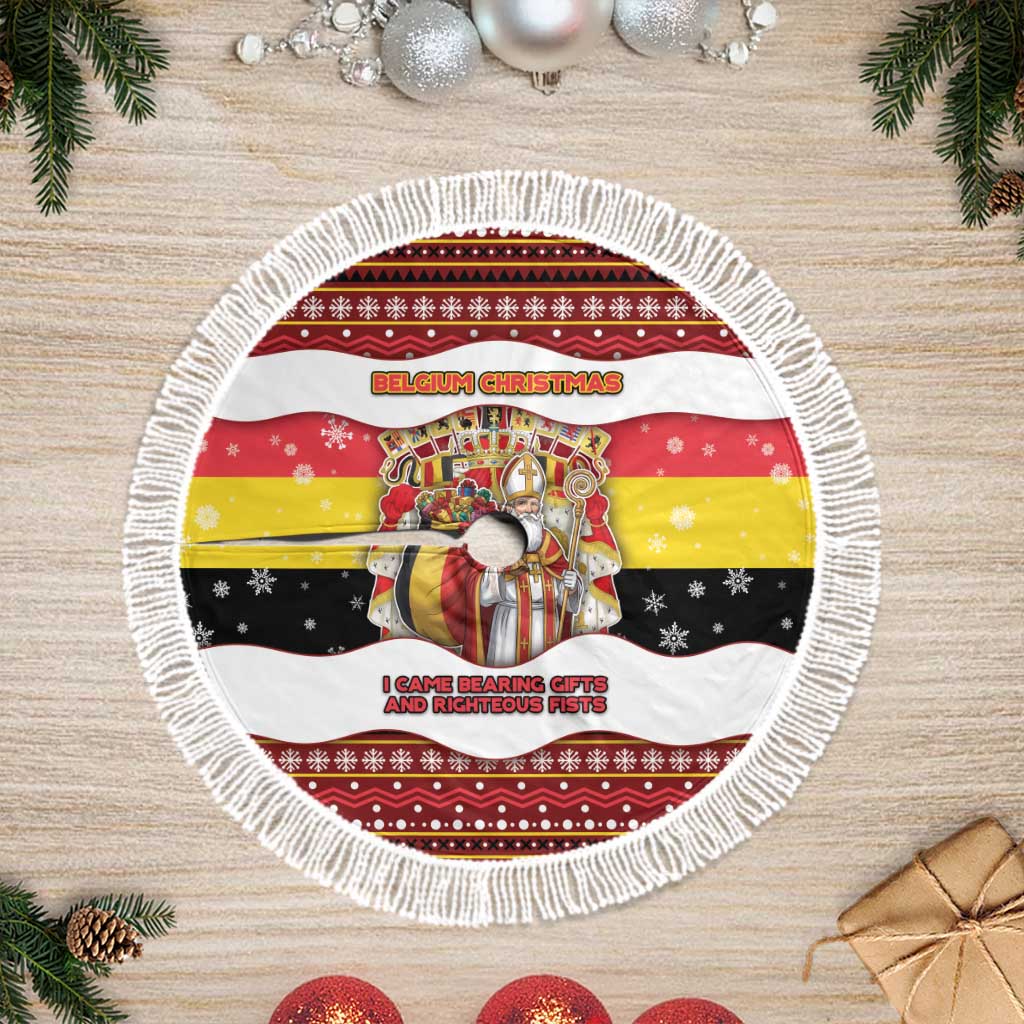 Belgium Tree Skirt Saint Nicholas With Patterns Xmas - Wonder Print Shop