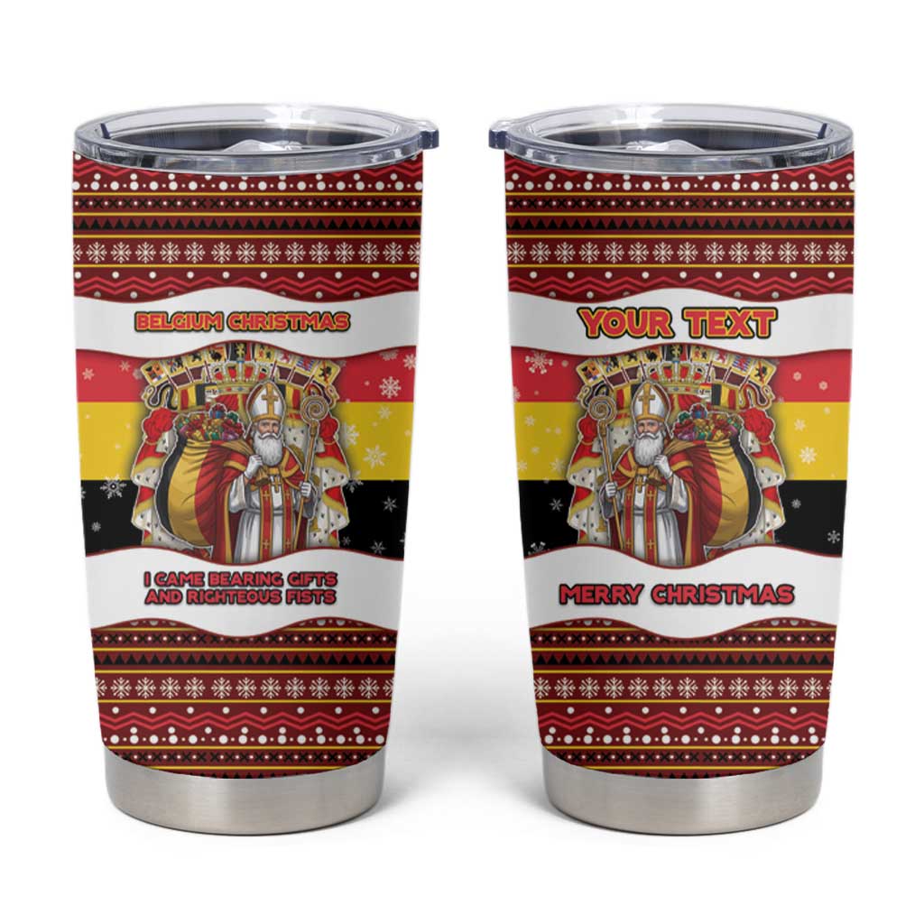 Personalized Belgium Tumbler Cup Saint Nicholas With Patterns Xmas - Wonder Print Shop
