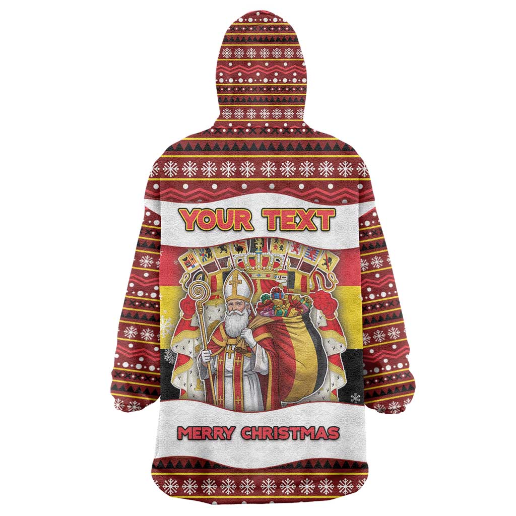 Personalized Belgium Wearable Blanket Hoodie Saint Nicholas With Patterns Xmas - Wonder Print Shop