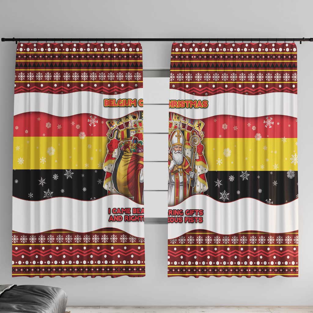Belgium Window Curtain Saint Nicholas With Patterns Xmas - Wonder Print Shop
