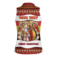 Personalized Belgium Women Sleeveless Polo Shirt Saint Nicholas With Patterns Xmas - Wonder Print Shop