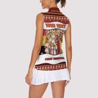 Personalized Belgium Women Sleeveless Polo Shirt Saint Nicholas With Patterns Xmas - Wonder Print Shop