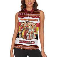 Personalized Belgium Women Sleeveless Polo Shirt Saint Nicholas With Patterns Xmas - Wonder Print Shop