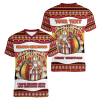 Personalized Belgium Women V-Neck T-Shirt Saint Nicholas With Patterns Xmas - Wonder Print Shop