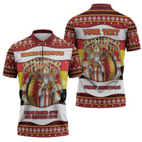 Personalized Belgium Zipper Polo Shirt Saint Nicholas With Patterns Xmas - Wonder Print Shop