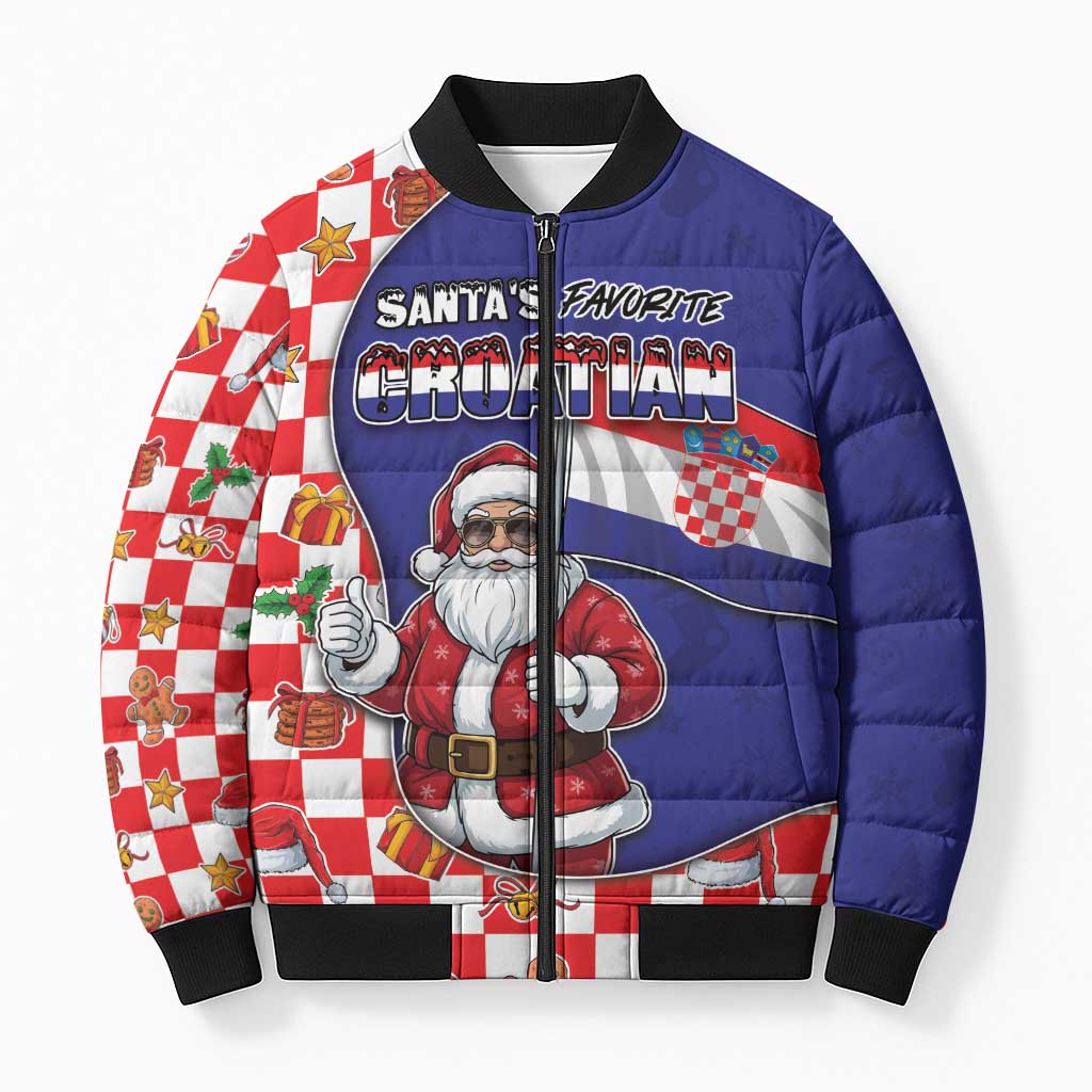 Croatia Christmas Bomber Puffer Jacket Santas Favorite Croatian - Wonder Print Shop