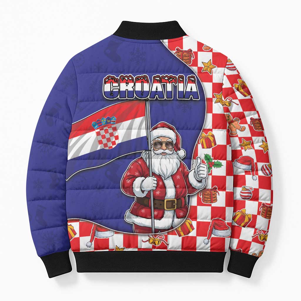 Croatia Christmas Bomber Puffer Jacket Santas Favorite Croatian - Wonder Print Shop