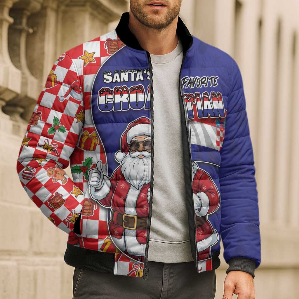 Croatia Christmas Bomber Puffer Jacket Santas Favorite Croatian - Wonder Print Shop
