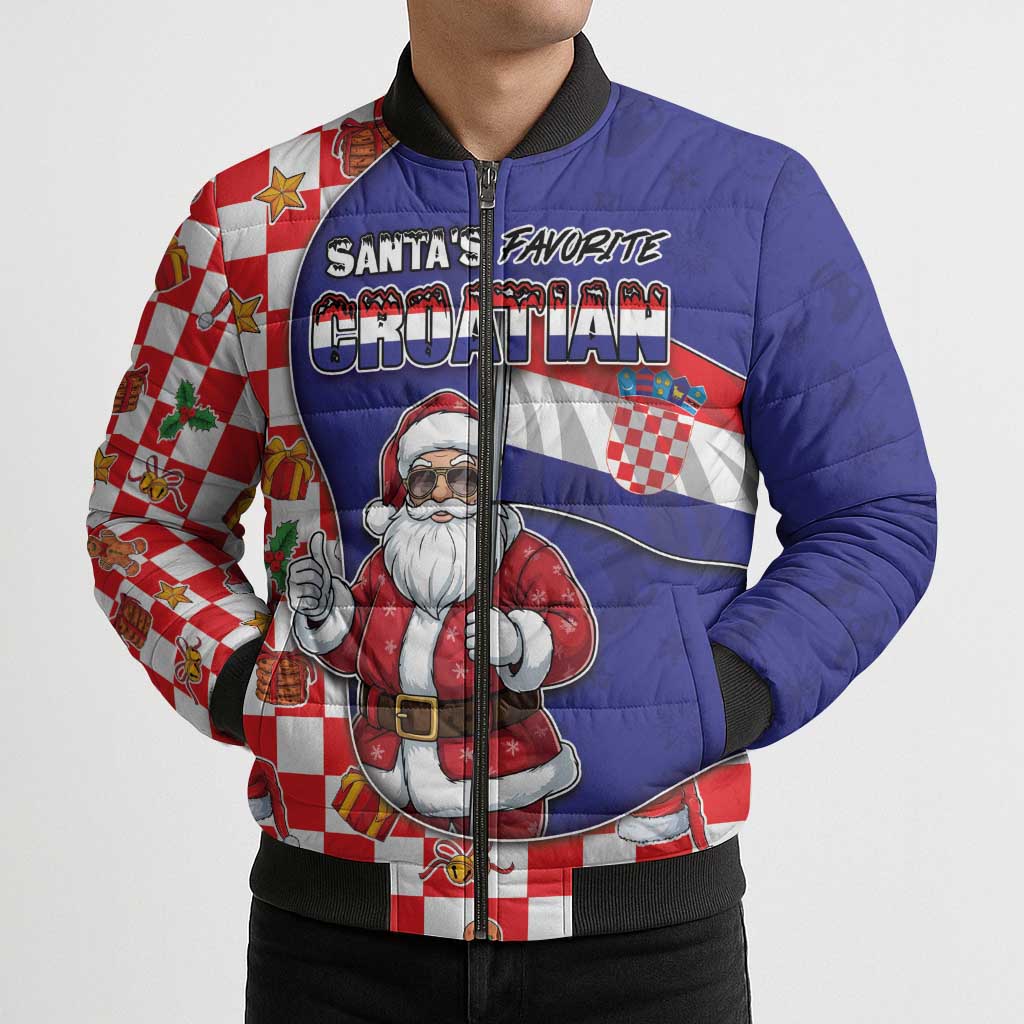 Croatia Christmas Bomber Puffer Jacket Santas Favorite Croatian - Wonder Print Shop