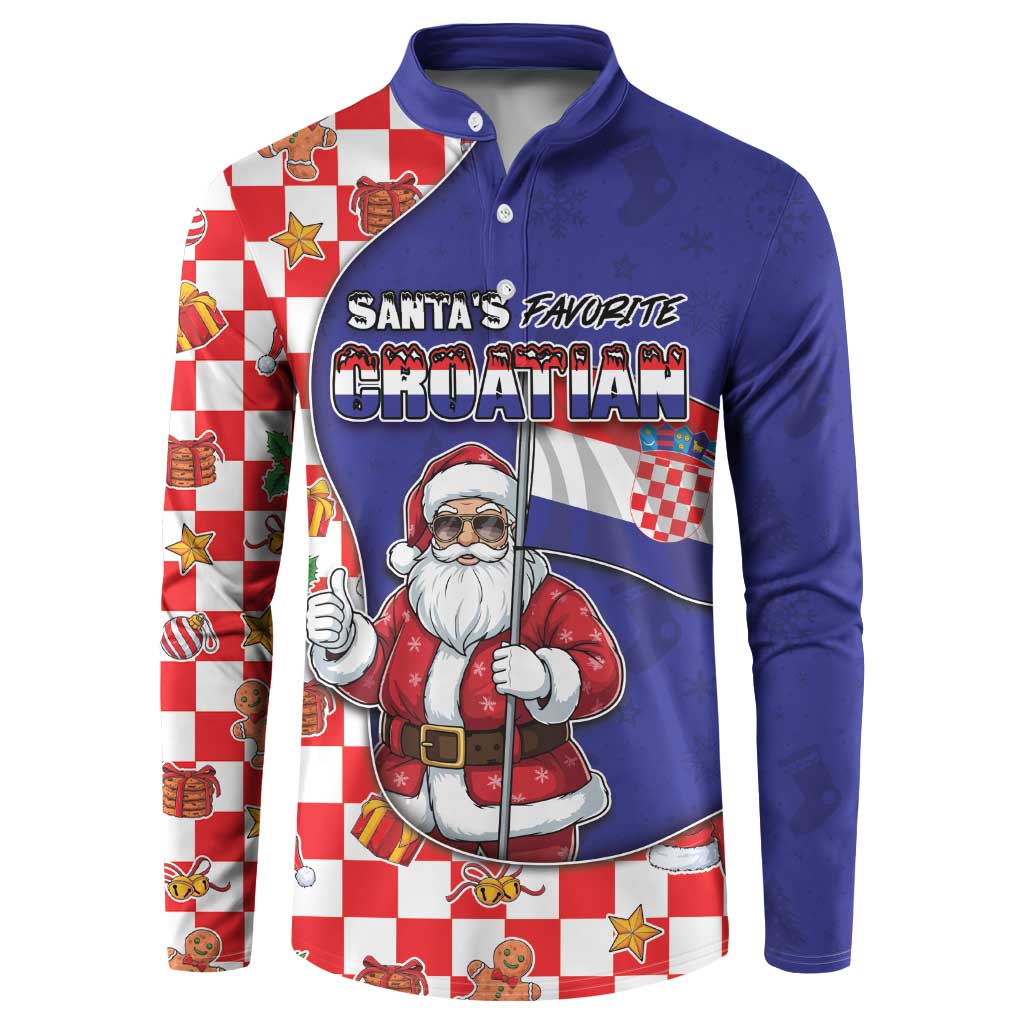 Croatia Christmas Button Sweatshirt Santas Favorite Croatian - Wonder Print Shop