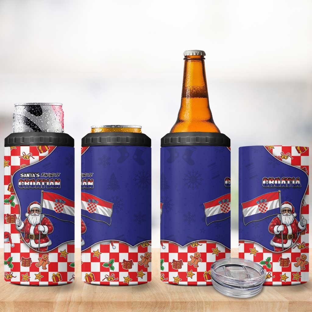 Croatia Christmas 4 in 1 Can Cooler Tumbler Santas Favorite Croatian - Wonder Print Shop