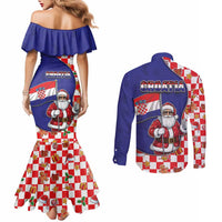Croatia Christmas Couples Matching Mermaid Dress and Long Sleeve Button Shirt Santas Favorite Croatian - Wonder Print Shop