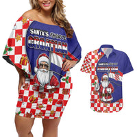Croatia Christmas Couples Matching Off Shoulder Short Dress and Hawaiian Shirt Santas Favorite Croatian - Wonder Print Shop