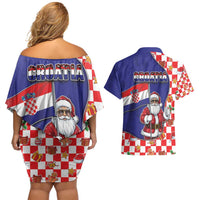 Croatia Christmas Couples Matching Off Shoulder Short Dress and Hawaiian Shirt Santas Favorite Croatian - Wonder Print Shop