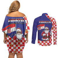 Croatia Christmas Couples Matching Off Shoulder Short Dress and Long Sleeve Button Shirt Santas Favorite Croatian - Wonder Print Shop