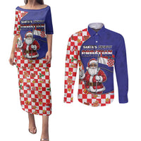 Croatia Christmas Couples Matching Puletasi and Long Sleeve Button Shirt Santas Favorite Croatian - Wonder Print Shop