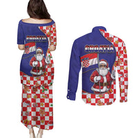 Croatia Christmas Couples Matching Puletasi and Long Sleeve Button Shirt Santas Favorite Croatian - Wonder Print Shop