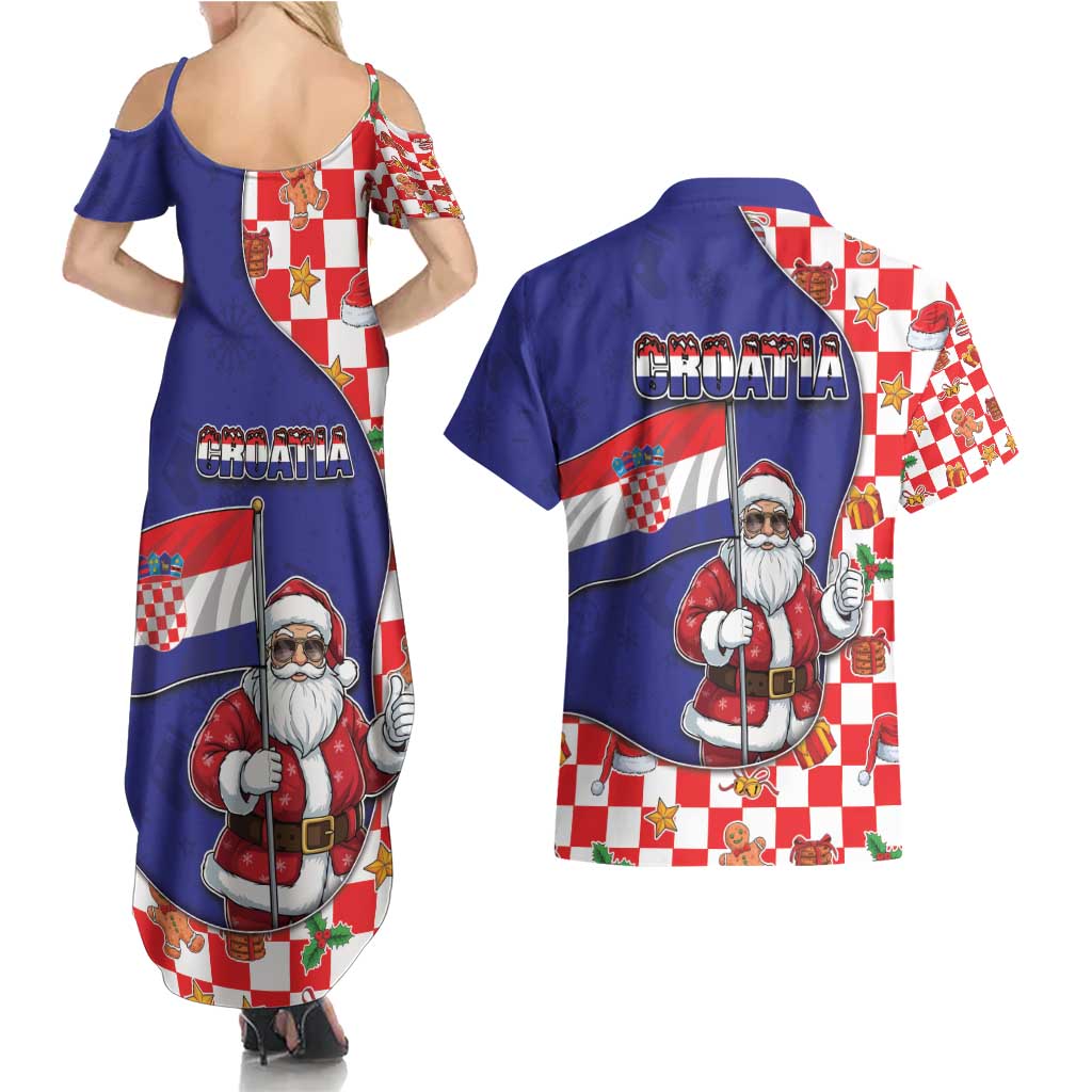 Croatia Christmas Couples Matching Summer Maxi Dress and Hawaiian Shirt Santas Favorite Croatian - Wonder Print Shop