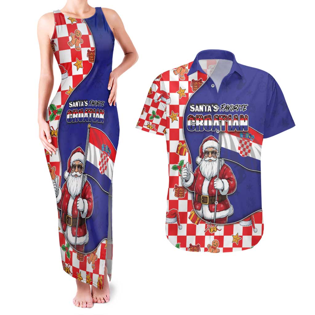 Croatia Christmas Couples Matching Tank Maxi Dress and Hawaiian Shirt Santas Favorite Croatian - Wonder Print Shop