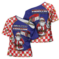 Croatia Christmas Cross Shoulder Shirt Santas Favorite Croatian - Wonder Print Shop