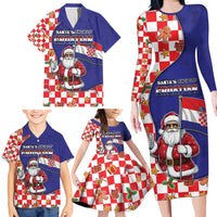 Croatia Christmas Family Matching Long Sleeve Bodycon Dress and Hawaiian Shirt Santas Favorite Croatian - Wonder Print Shop