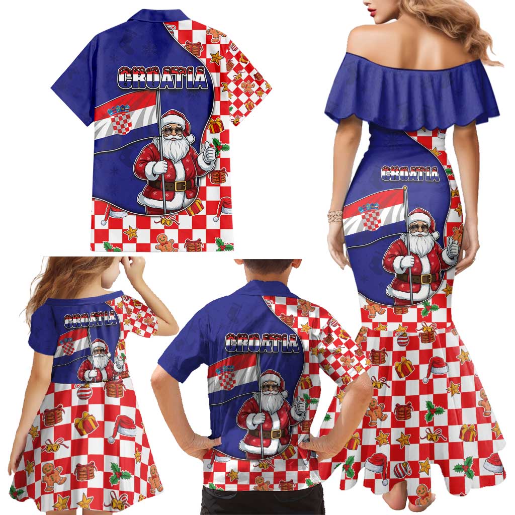 Croatia Christmas Family Matching Mermaid Dress and Hawaiian Shirt Santas Favorite Croatian - Wonder Print Shop