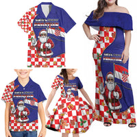 Croatia Christmas Family Matching Off Shoulder Maxi Dress and Hawaiian Shirt Santas Favorite Croatian - Wonder Print Shop