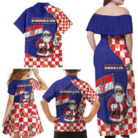 Croatia Christmas Family Matching Off Shoulder Maxi Dress and Hawaiian Shirt Santas Favorite Croatian - Wonder Print Shop