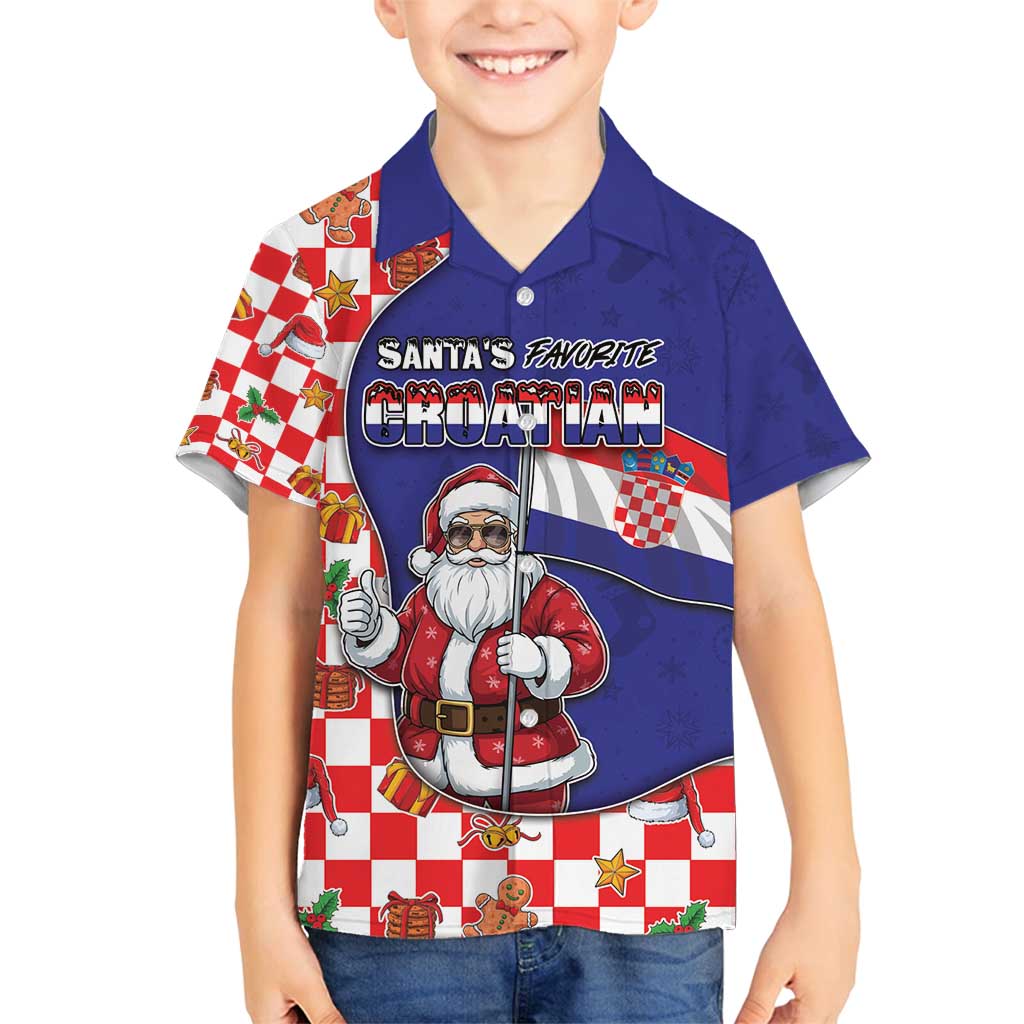 Croatia Christmas Family Matching Off Shoulder Maxi Dress and Hawaiian Shirt Santas Favorite Croatian - Wonder Print Shop