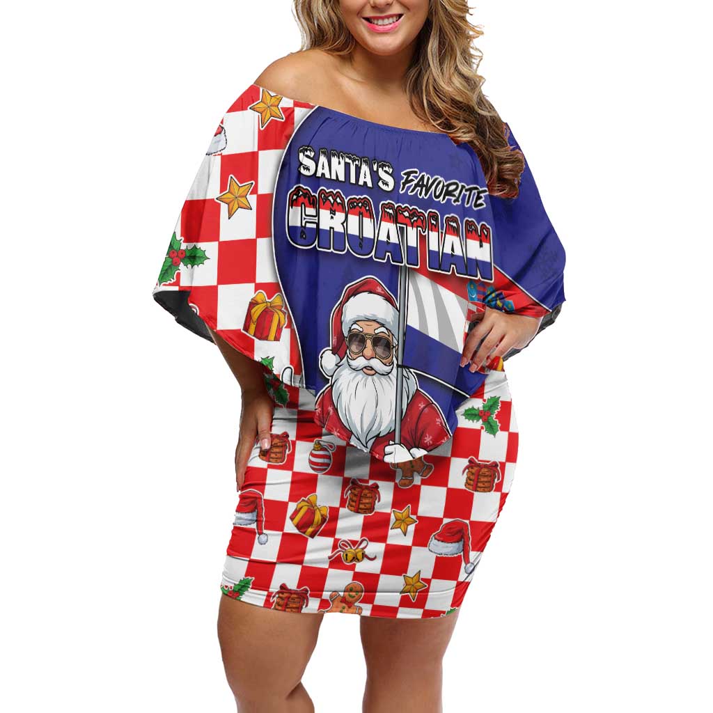 Croatia Christmas Family Matching Off Shoulder Short Dress and Hawaiian Shirt Santas Favorite Croatian - Wonder Print Shop
