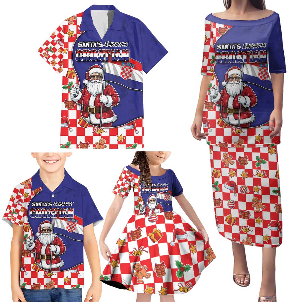 Croatia Christmas Family Matching Puletasi and Hawaiian Shirt Santas Favorite Croatian - Wonder Print Shop