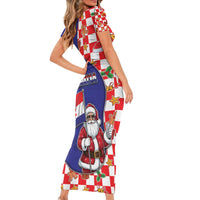Croatia Christmas Family Matching Short Sleeve Bodycon Dress and Hawaiian Shirt Santas Favorite Croatian - Wonder Print Shop