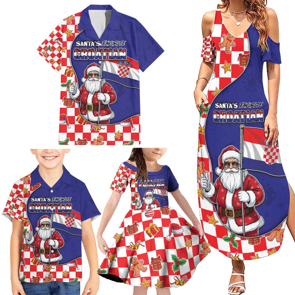 Croatia Christmas Family Matching Summer Maxi Dress and Hawaiian Shirt Santas Favorite Croatian - Wonder Print Shop