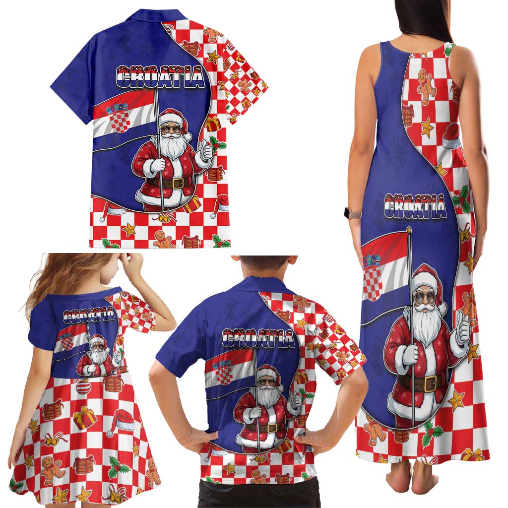 Croatia Christmas Family Matching Tank Maxi Dress and Hawaiian Shirt Santas Favorite Croatian - Wonder Print Shop