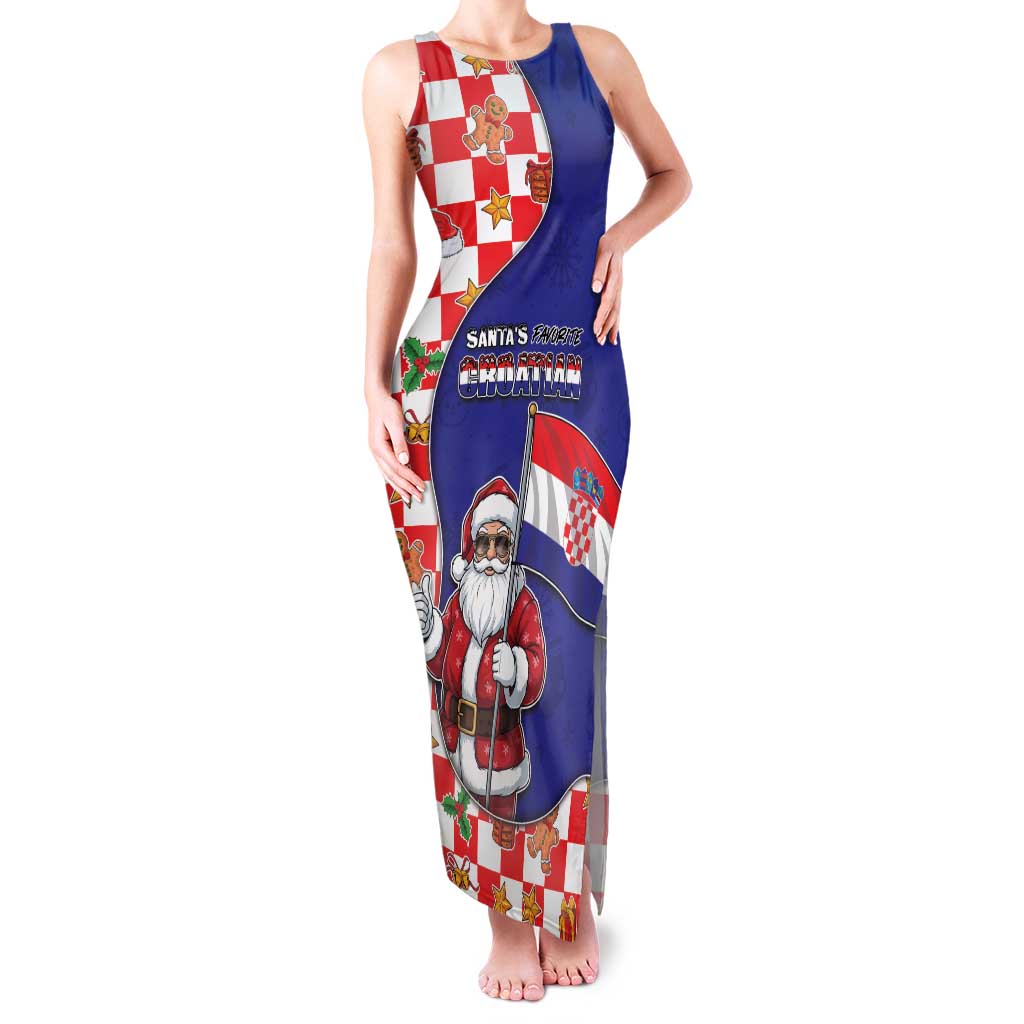 Croatia Christmas Family Matching Tank Maxi Dress and Hawaiian Shirt Santas Favorite Croatian - Wonder Print Shop