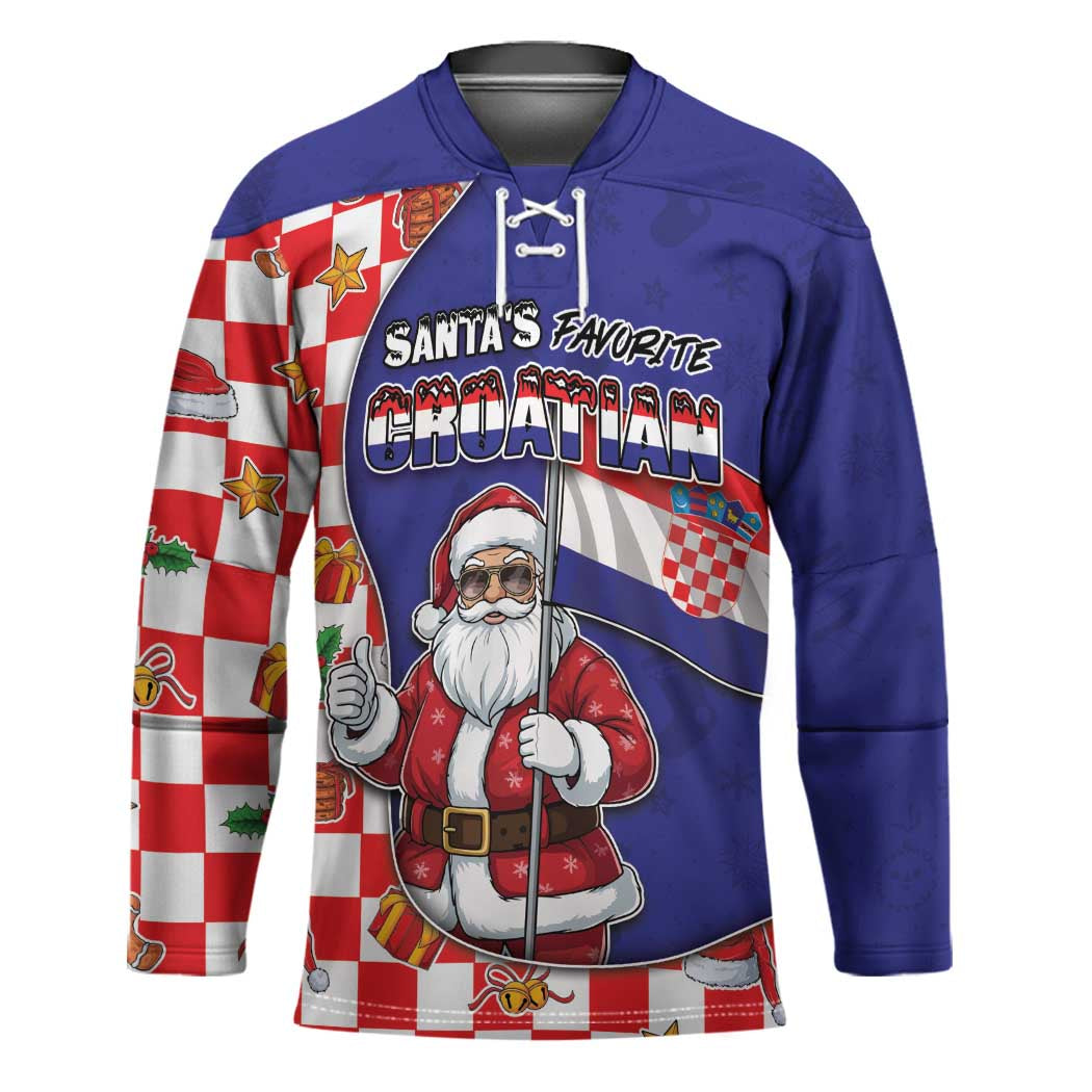 Croatia Christmas Hockey Jersey Santas Favorite Croatian - Wonder Print Shop