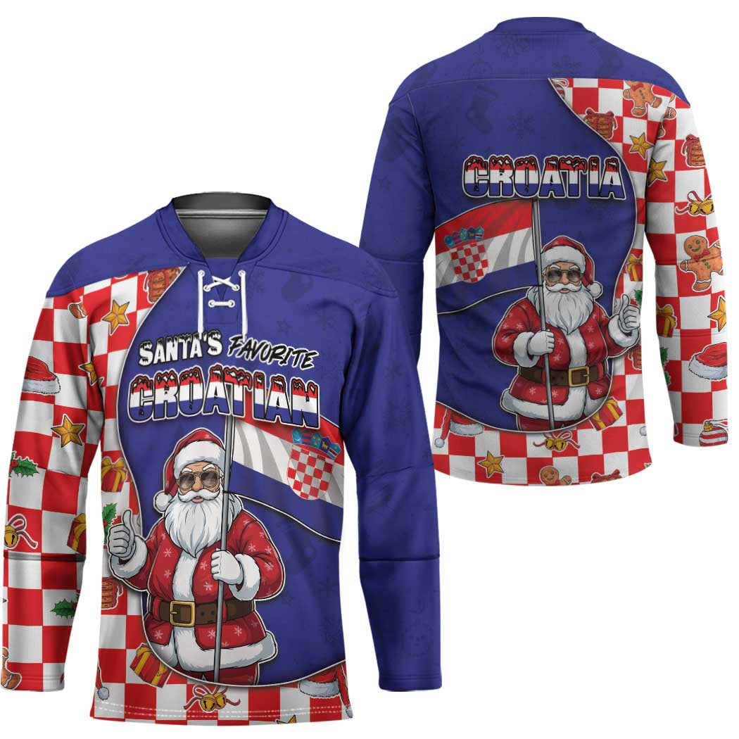 Croatia Christmas Hockey Jersey Santas Favorite Croatian - Wonder Print Shop