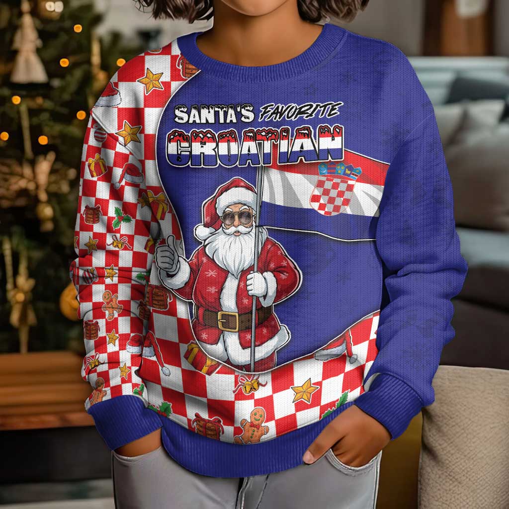 Croatia Christmas Kid Ugly Christmas Sweater Santas Favorite Croatian - Wonder Print Shop