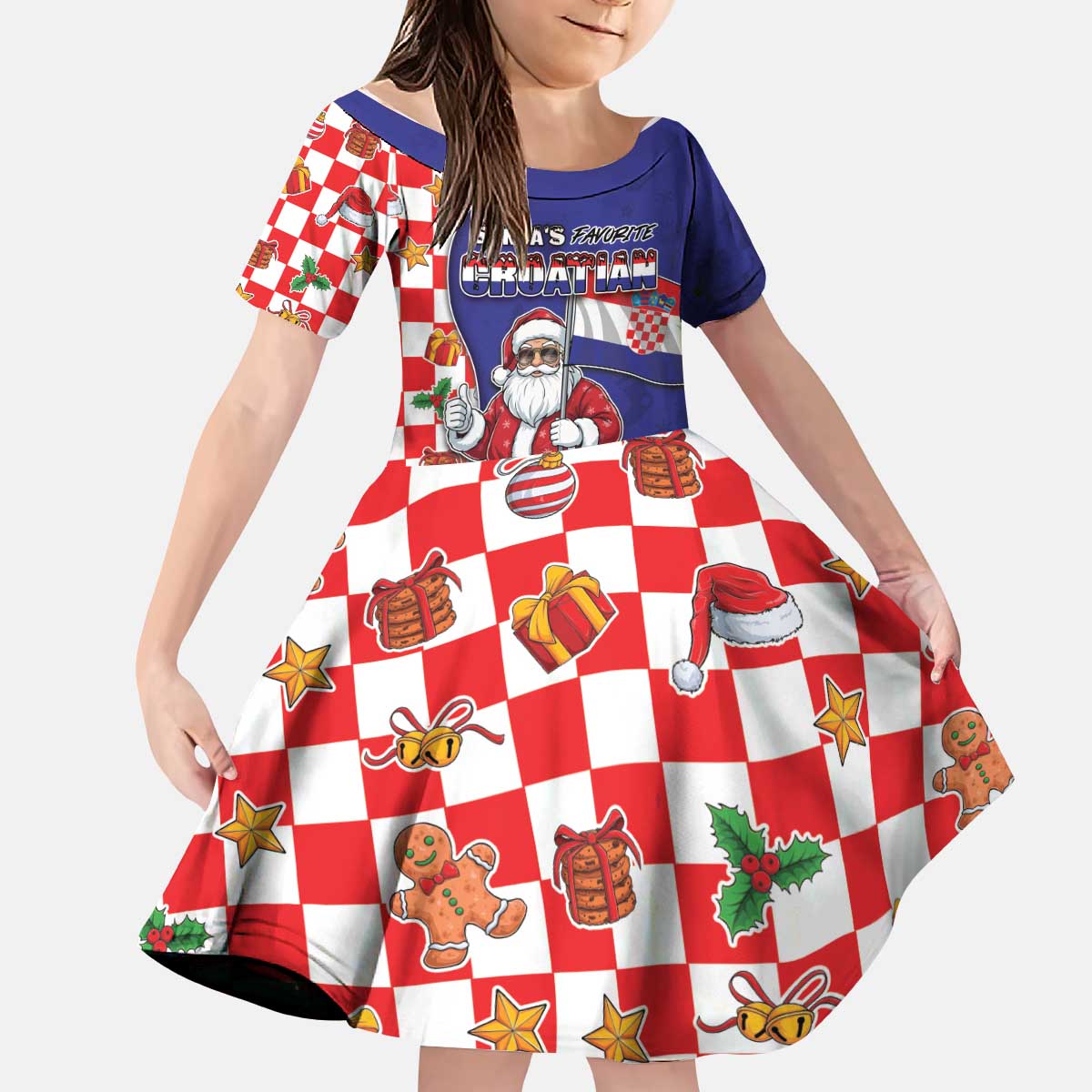 Croatia Christmas Kid Short Sleeve Dress Santas Favorite Croatian - Wonder Print Shop