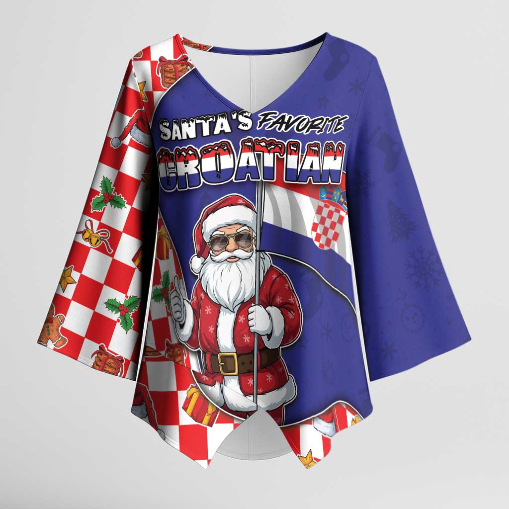 Croatia Christmas Kimono Sleeve Blouse Santas Favorite Croatian - Wonder Print Shop