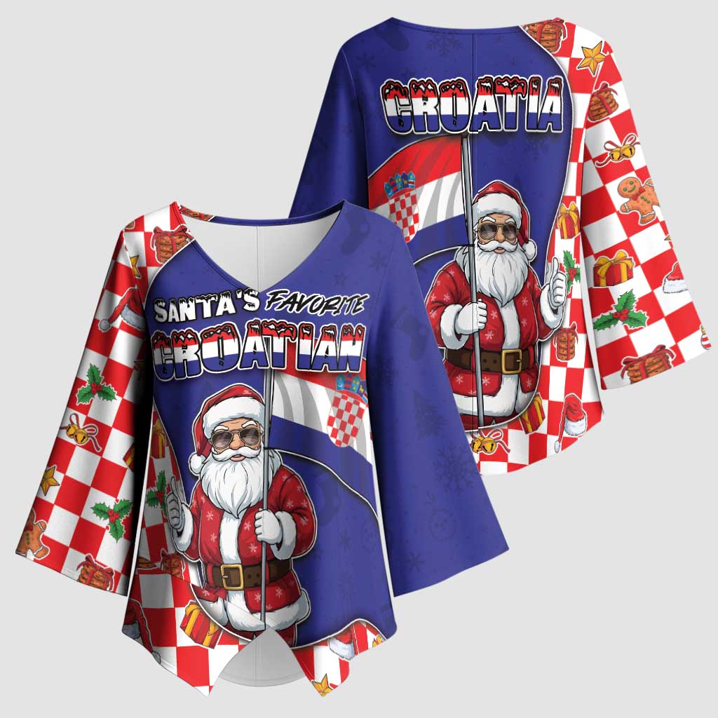 Croatia Christmas Kimono Sleeve Blouse Santas Favorite Croatian - Wonder Print Shop