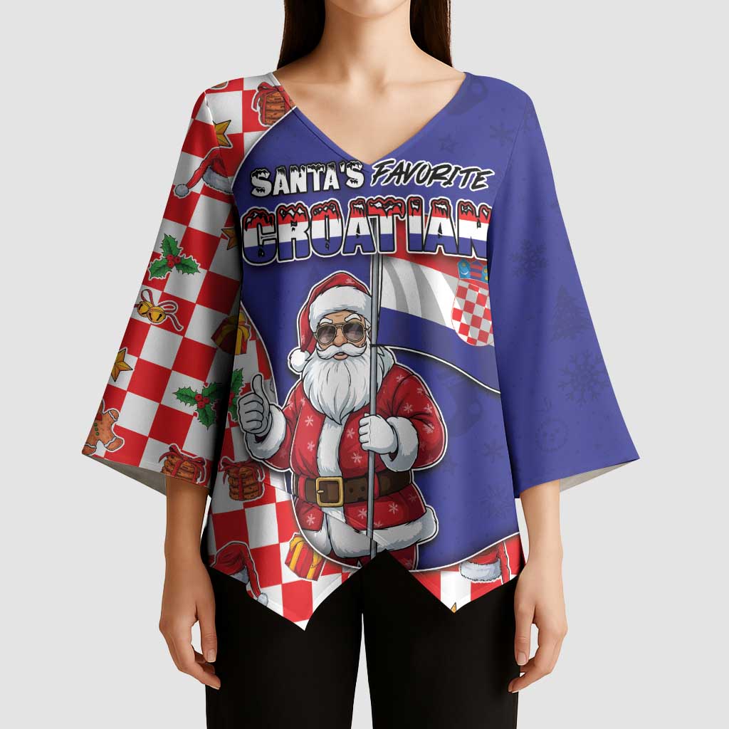 Croatia Christmas Kimono Sleeve Blouse Santas Favorite Croatian - Wonder Print Shop