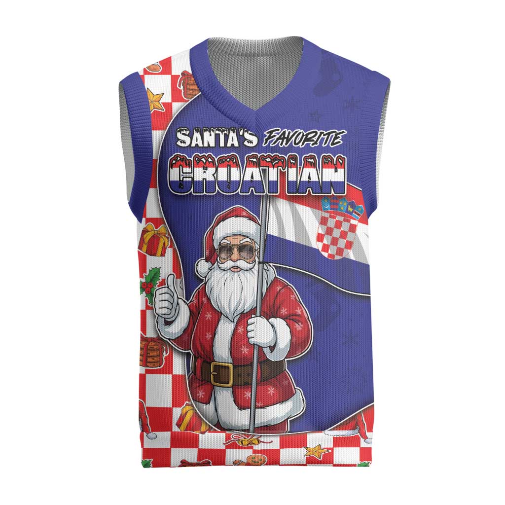 Croatia Christmas Knitted V-Neck Vest Santas Favorite Croatian - Wonder Print Shop