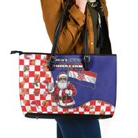 Croatia Christmas Leather Tote Bag Santas Favorite Croatian - Wonder Print Shop