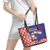 Croatia Christmas Leather Tote Bag Santas Favorite Croatian - Wonder Print Shop