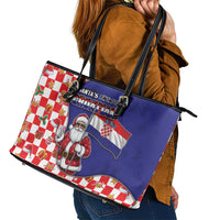 Croatia Christmas Leather Tote Bag Santas Favorite Croatian - Wonder Print Shop